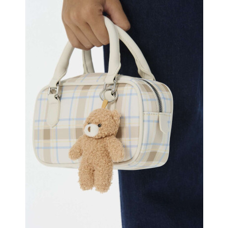 Cartera Bowling Con Charm Estampado Escoces