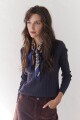 BUZO ESCOTE V L AZUL