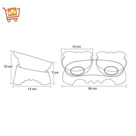Plato Doble Transparente Comida Bebida con Base para Gatos Blanco