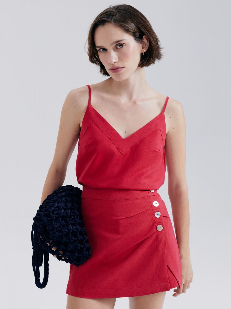 BLUSA CON DESCOTE - ROJO 