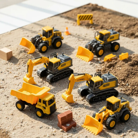 Set Juguetes X6 Máquinas de Construcción Plástico Resistente Amarillo/negro
