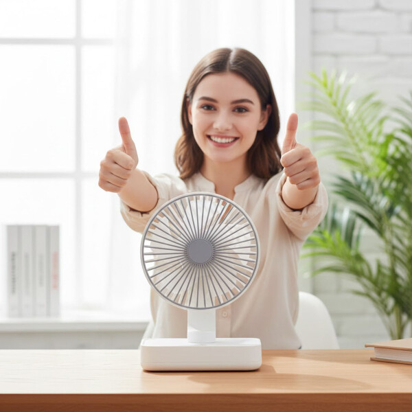 Ventilador Escritorio Recargable Usb Batería 3 Velocidades Color Blanco