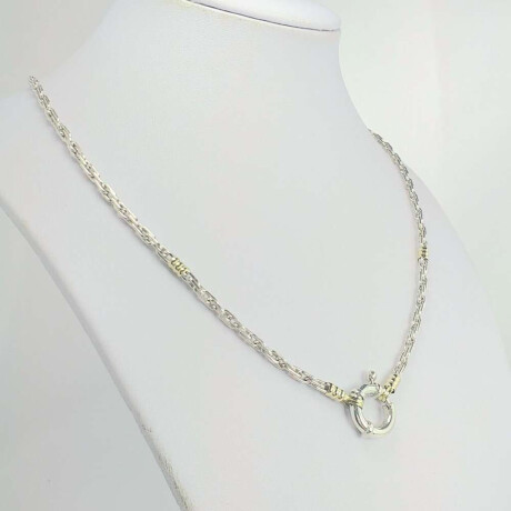 Cadena de plata 925 con detalles de double en oro 18ktes Sistema Marinero 40Cm