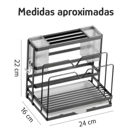 Escurridor Porta Cuchillos Tablas Tapas Y Utensilios 2 Niv Negro