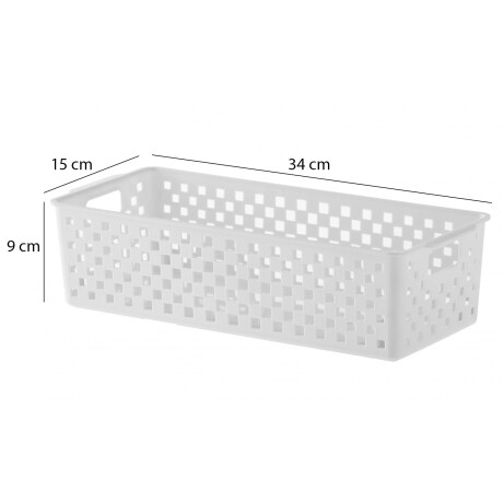 Caja Cesto Organizador Plástico Calado Quadratta 34x15x9Cm Blanco