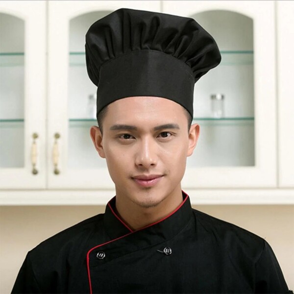 Gorro Chef Cocinero Sombrero Uniforme Unisex Cofia Cocina Variante Color Negro