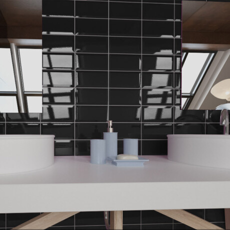 CERAMICAS REVESTIMIENTO 10X20 BRILLO NEGRO BRICK BISELADO GAMAS DE NEGRO