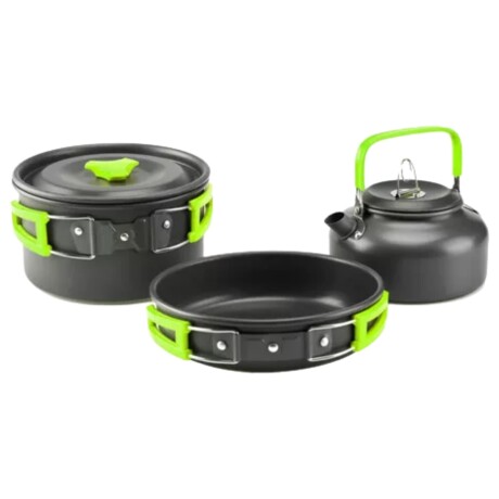 Juego de ollas para camping - 6 piezas Verde