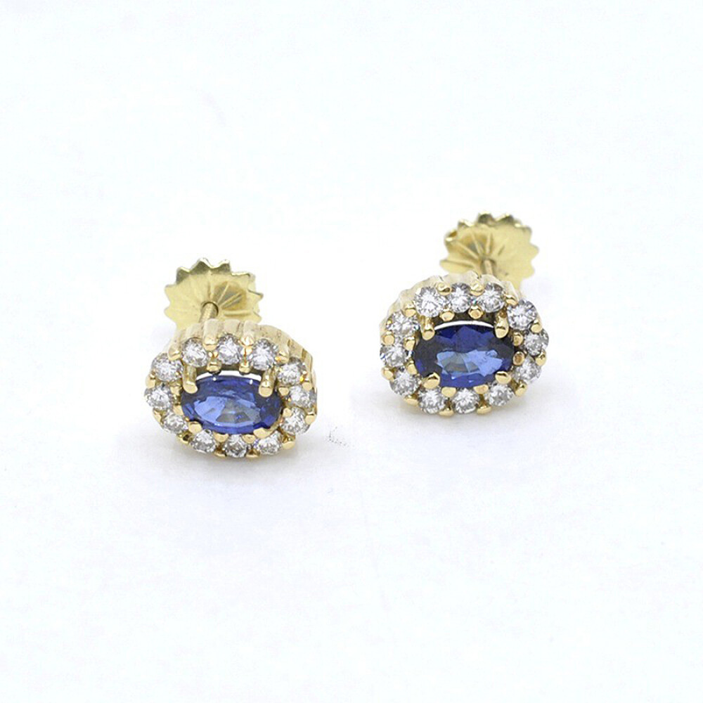 Caravanas En Oro 18K Con Zafiros Y Brillantes Caravanas En Oro 18K Con Zafiros Y Brillantes