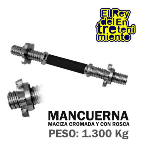 Set Mancuerna Maciza Cromada C/ Rosca + 10kg Pesas Cmb000652