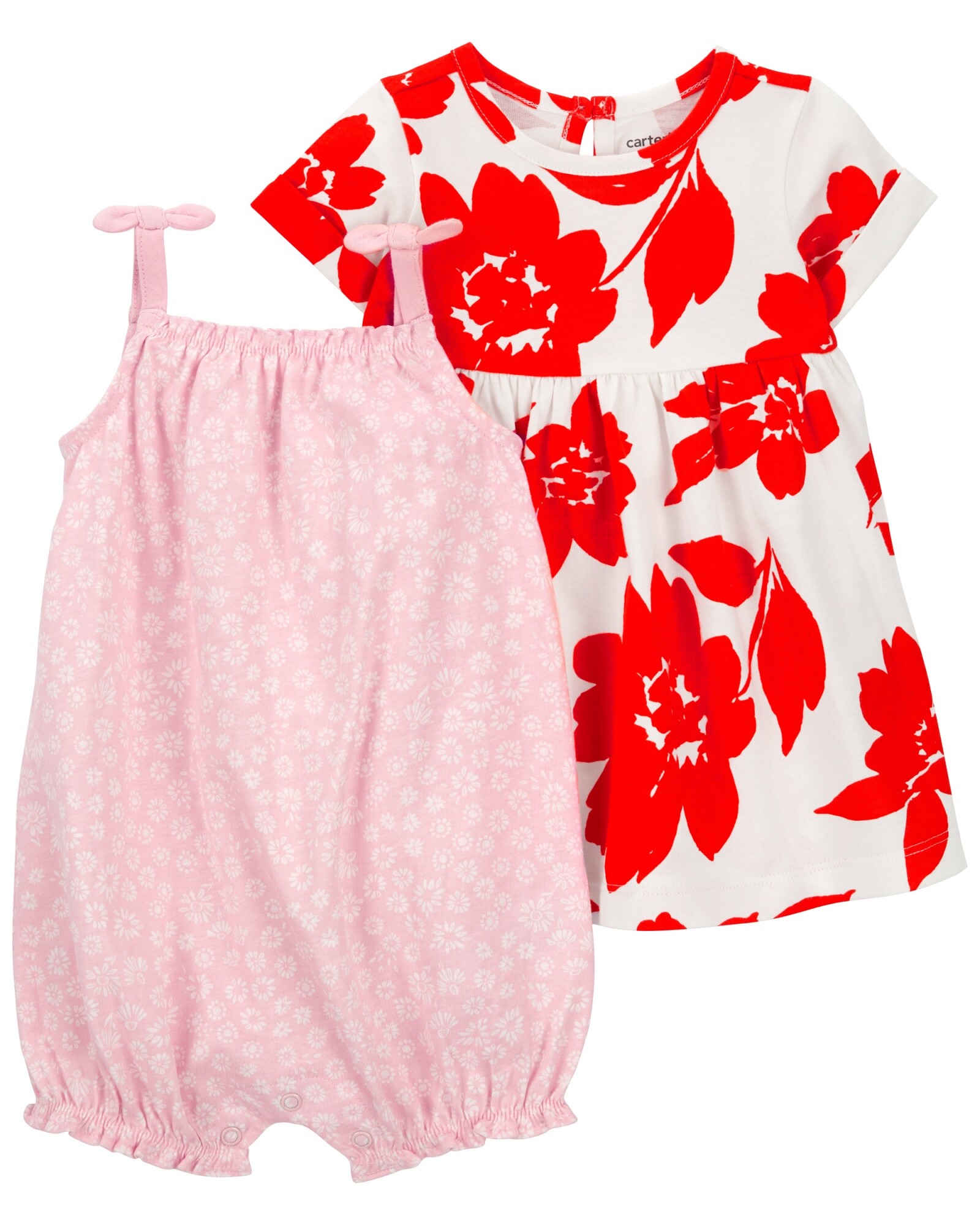 Set dos piezas de algodón, vestido y monito bombachudo Sin color