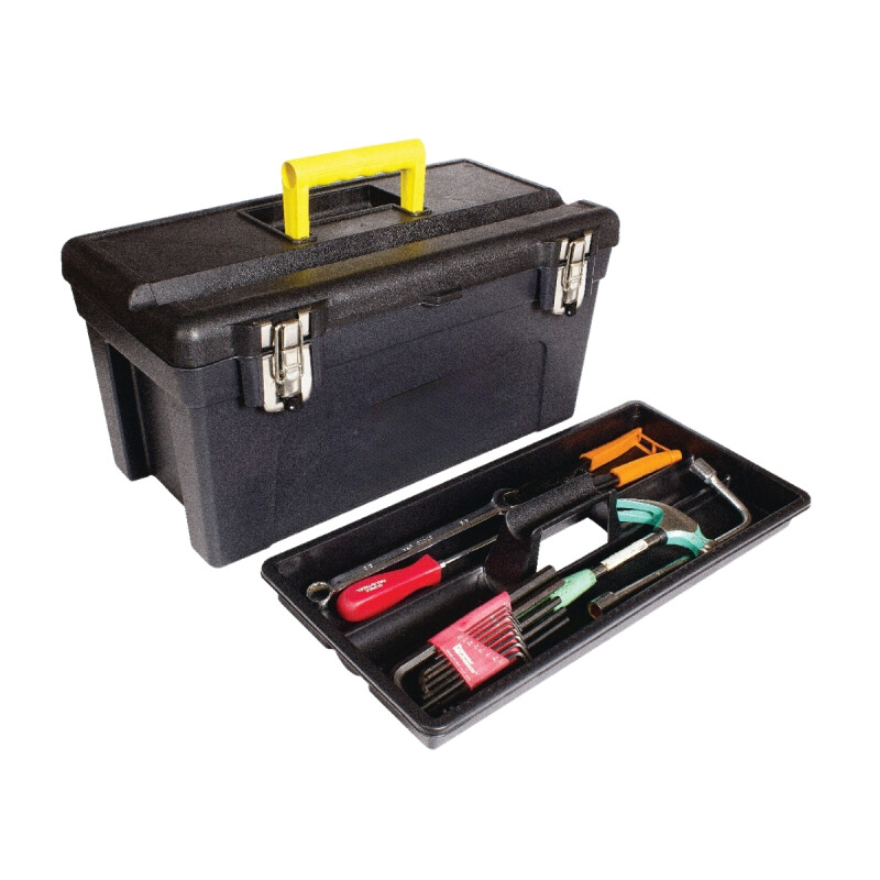 Caja de herramientas plástico con cerradura de metal NEGRO