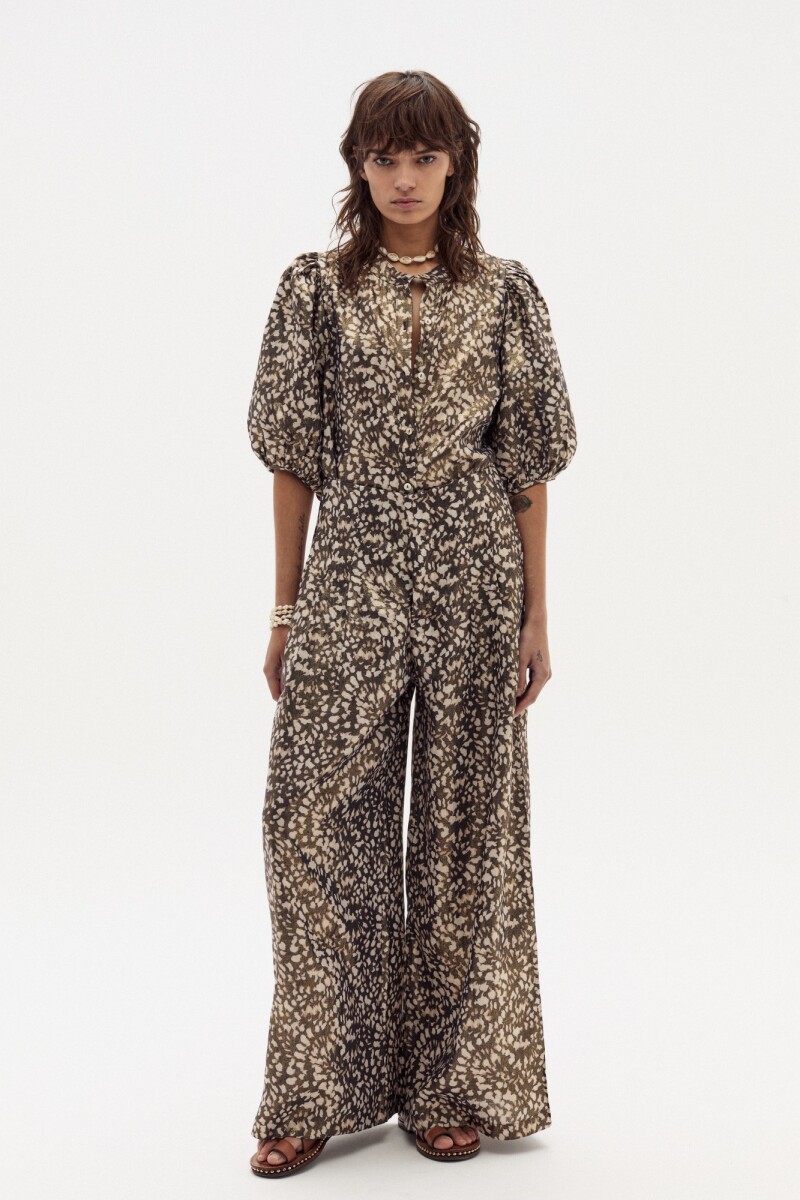 Culotte Metallic Linen Pants 