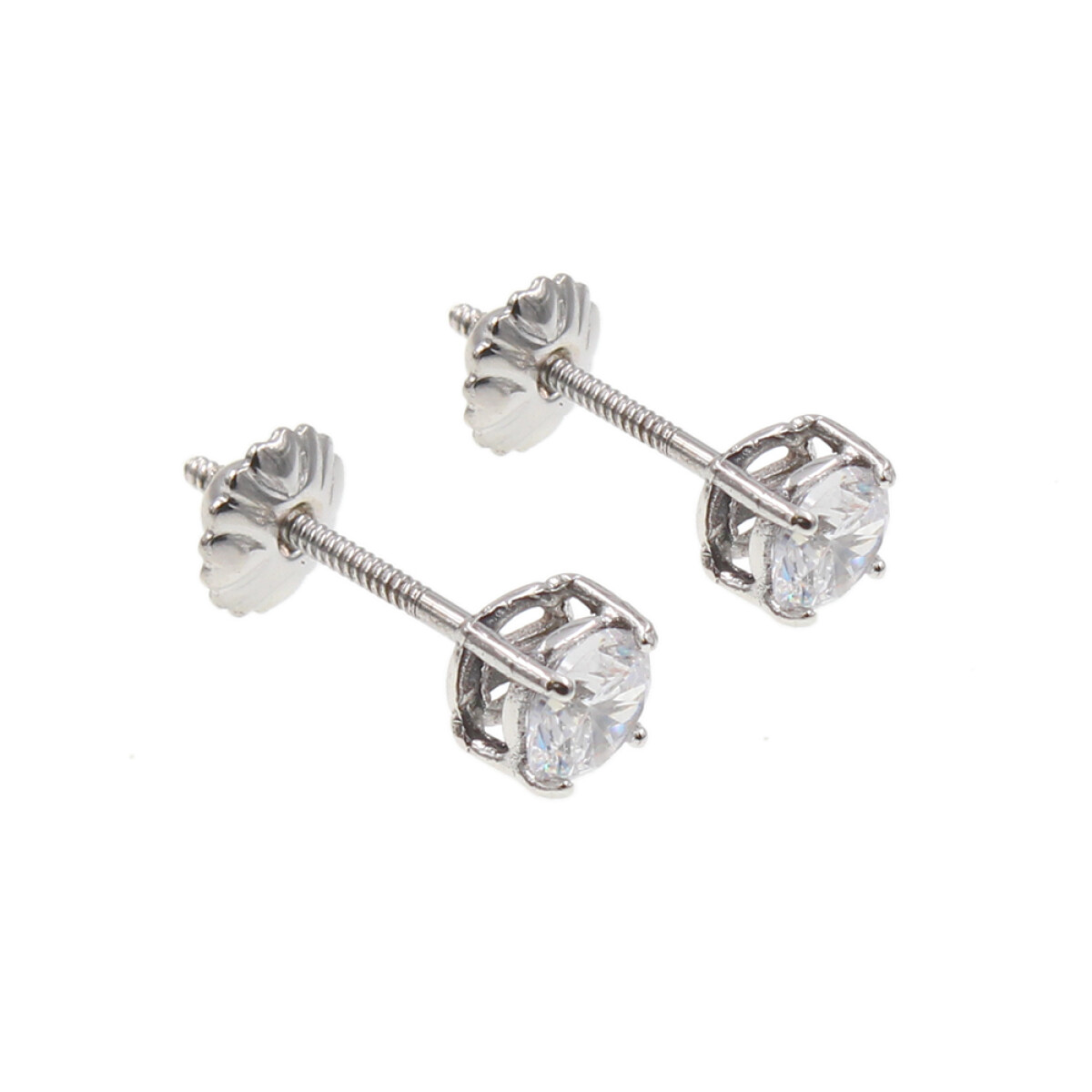 Caravanas Clásicas de oro blanco 18k con circonias 