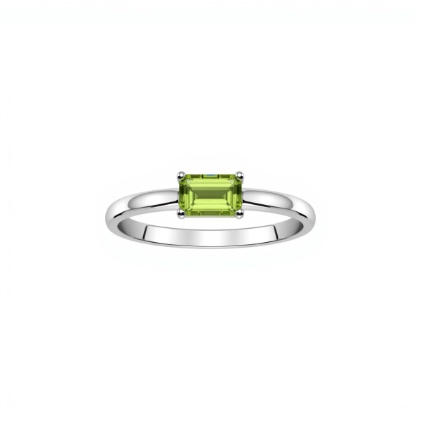 Anillo Cuadrado-Plata rodinada-Piedra Peridoto-AN2023 conpiedra