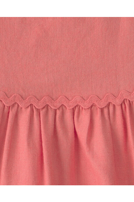 Vestido de lino, escalonado, color coral Sin color