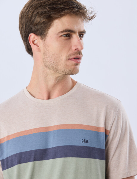 REMERA RAYADA DE ALGODÓN Pistacho