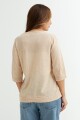 Sweater manga 3/4 cuello V BEIGE
