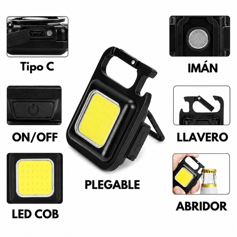 XCORT MINI FOCO LED MAGNETICO BATERIA LI-ION CARGA USB 500 LUMENS Xcort Mini Foco Led Magnetico Bateria Li-ion Carga Usb 500 Lumens