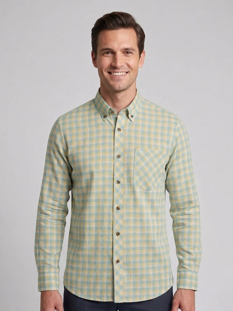 CAMISA MANGA LARGA ESCOCESA VERDE 