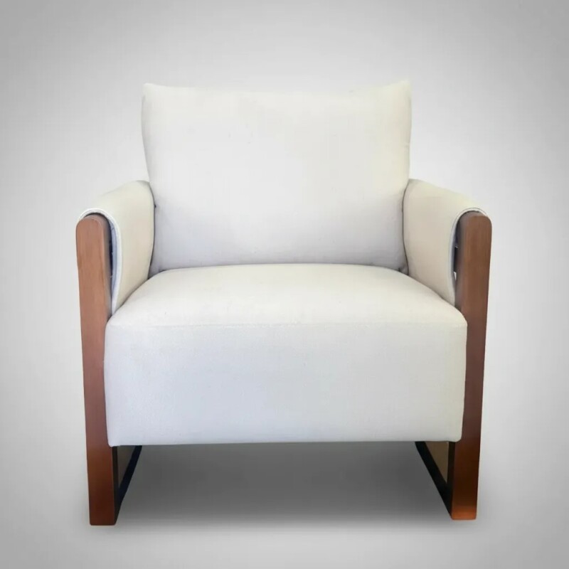 Sofa 1 cuerpo - Brazos madera - Tela Beige Sofa 1 cuerpo - Brazos madera - Tela Beige