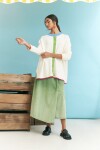 Cardigan algodón puños en contraste crudo