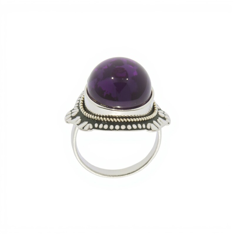 Anillo Oval-Plata 925-Piedra amatista imperial-AN3297 conpiedra