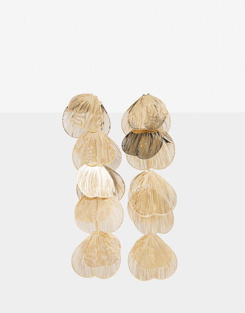 Aros Colgantes Largos Metal Aros Largos Metal Calado - Dorado