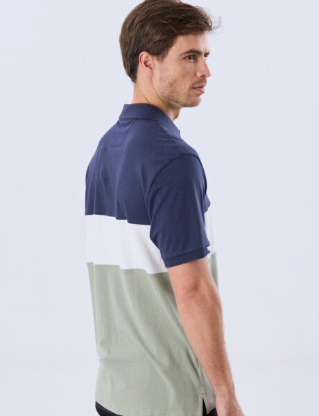 REMERA POLO RAYADA JERSEY Azul