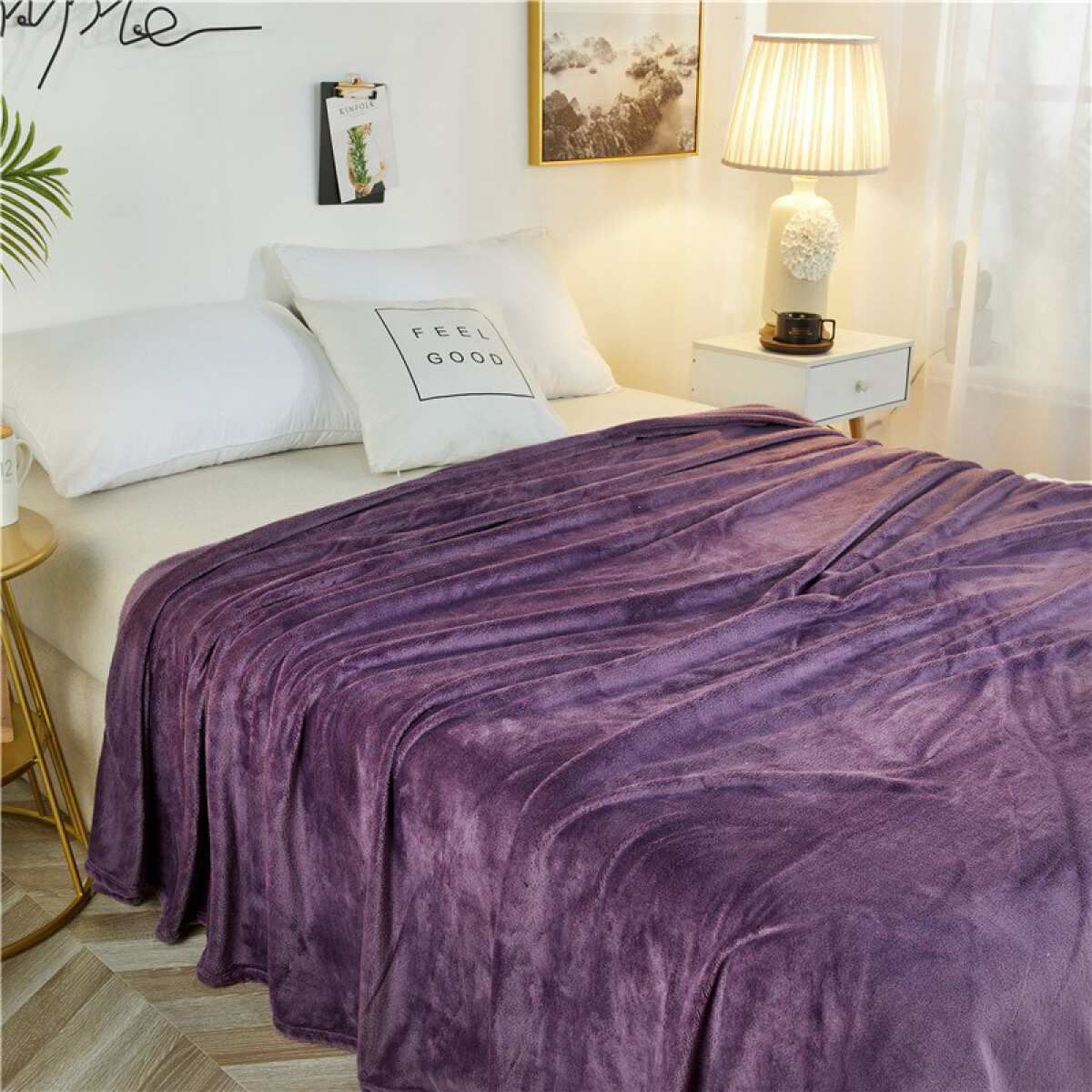 Mantas Piel Durazno 1 Plaza - Lila 