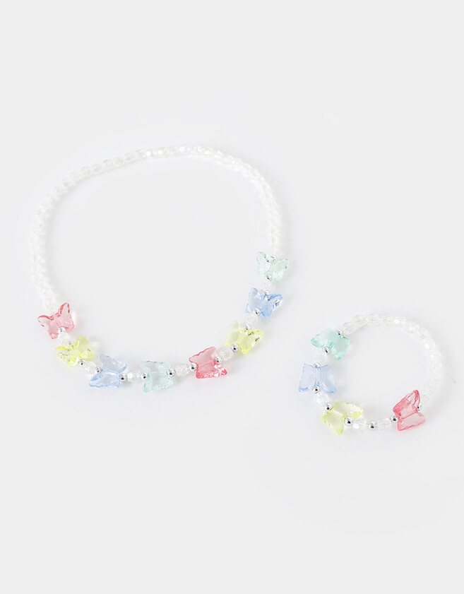 Bijouterie Infantil Sets Mariposa Set De Bijouterie Con Pulsera Y Collar De Mostacillas - Combinacion Multicolor