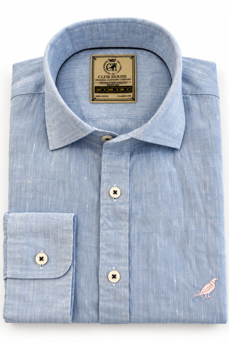 Camisa lino Short Collar Sky Blue