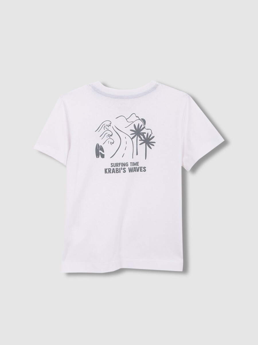 Camiseta Estampado Olas Blanco