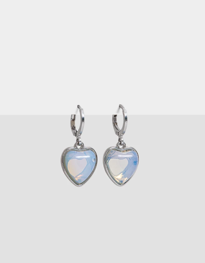 Aros Argollas Moonstone Aros Argollas Corazón - Plateado
