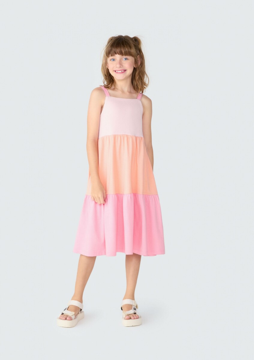 VESTIDO MIDI INFANTIL - ROSA 