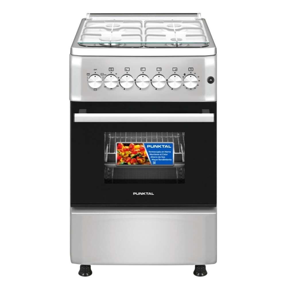 COCINA INOX 4 GAS HORNO 56 LTS. GAS -ENCENDIDO acero inoxidable