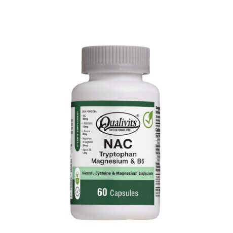 NAC + L-Triptófano + Magnesio B6 y L-Teanina 60caps Qualivits NAC + L-Triptófano + Magnesio B6 y L-Teanina 60caps Qualivits