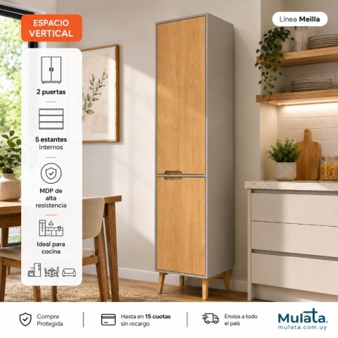 Mueble Multiusos y Alacena de Cocina con estante en MDP - Madera - Línea Melilla - Cinza Mueble Multiusos y Alacena de Cocina con estante en MDP - Madera - Línea Melilla - Cinza
