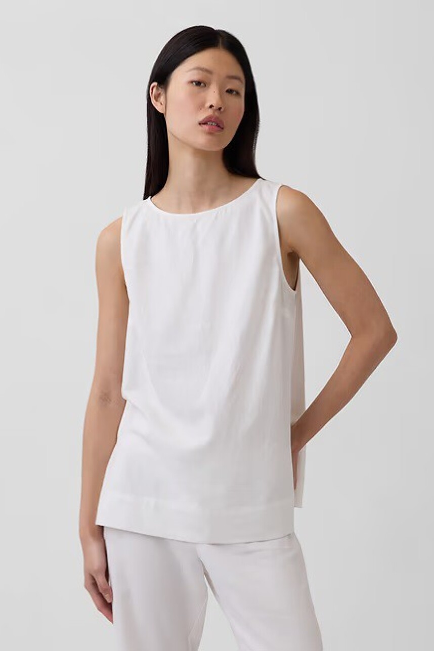 Musculosa De Lino Mujer New Off White