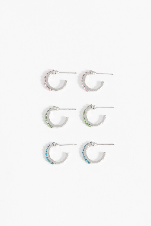 Set aros strass color plateado