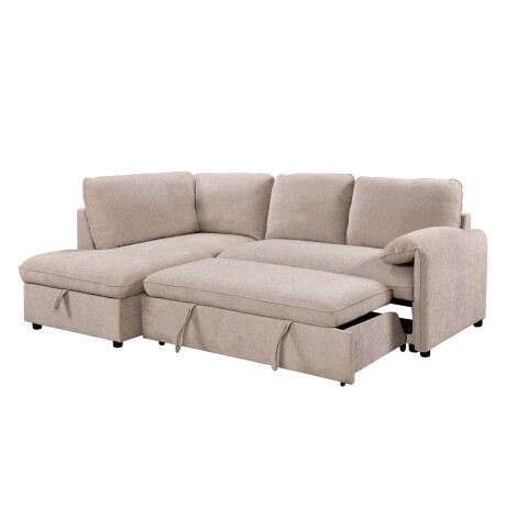 Rinconera cama Cosmo (c/baúl) - Tela Microfibra - Chaise izquierdo 120 (Beige)