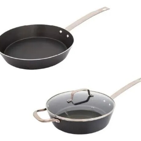 Set De Olla Con Tapa De 28x8cm + Sartén De 28x5cm Retro Gris Oscuro