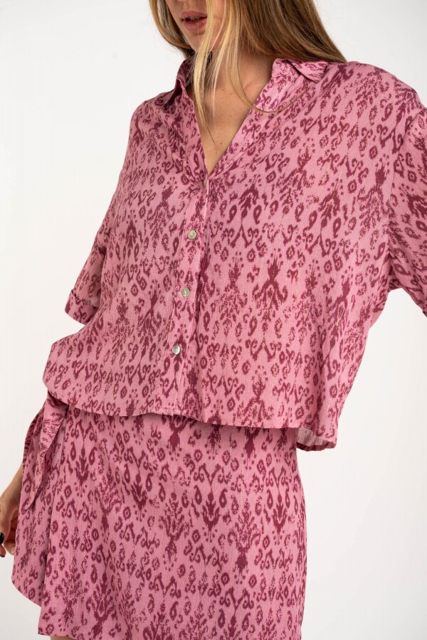 Camisa Estampada Lurex Rosa