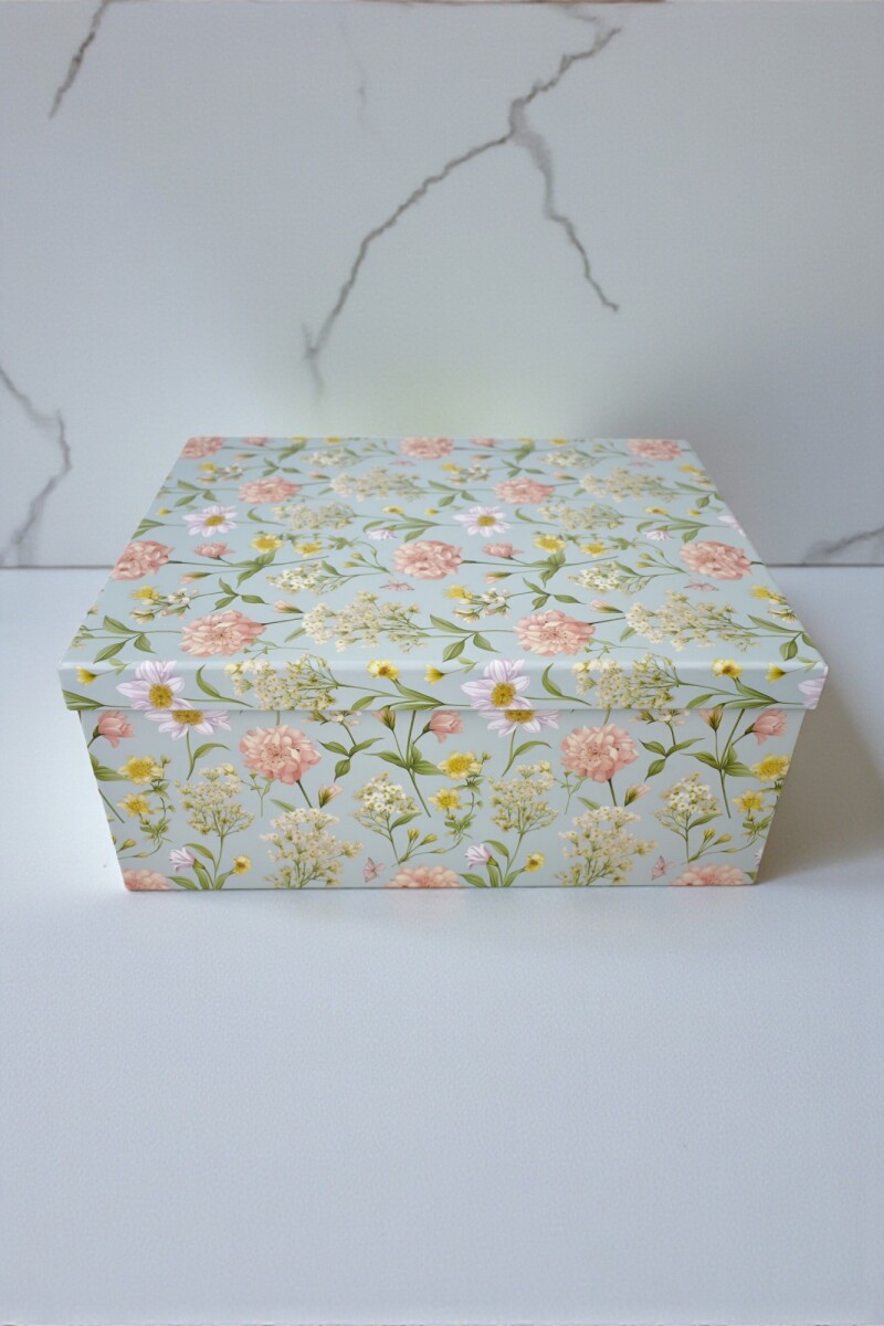 Caja rigida - flores - 24,5 x 32x5 x 14 