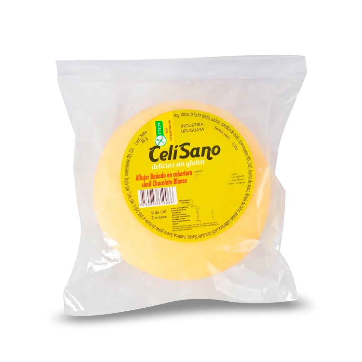 Alfajor de Chocolate Blanco Celisano 80G - BLANCO 