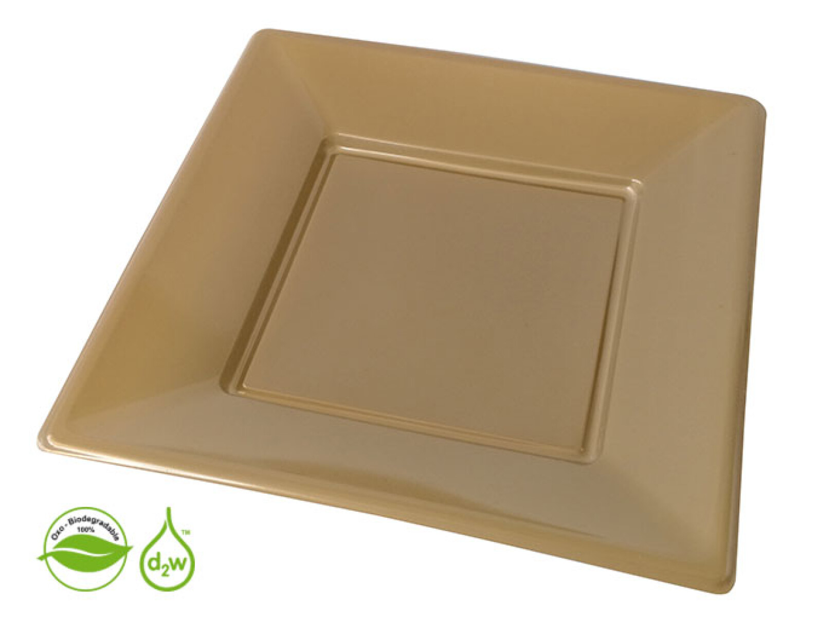 Plato Cuadrado Biodegradable x10 Und - Dorado 