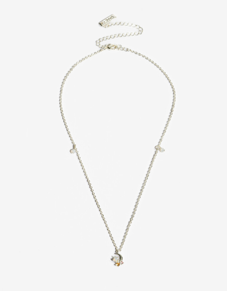 Cadena Corta con Dije Cubic zirconia Collar Con Dije Cubic Bañado En Plata - Plateado