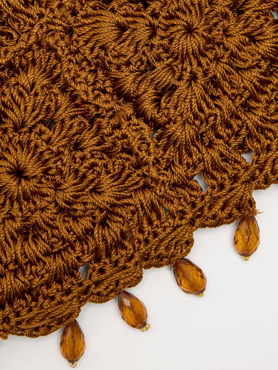 Gorro Macramé Con Cuentas camel