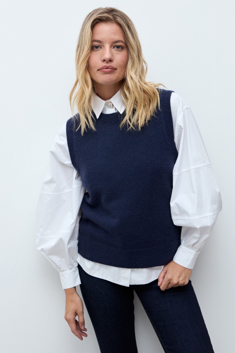 Chaleco tejido azul marino