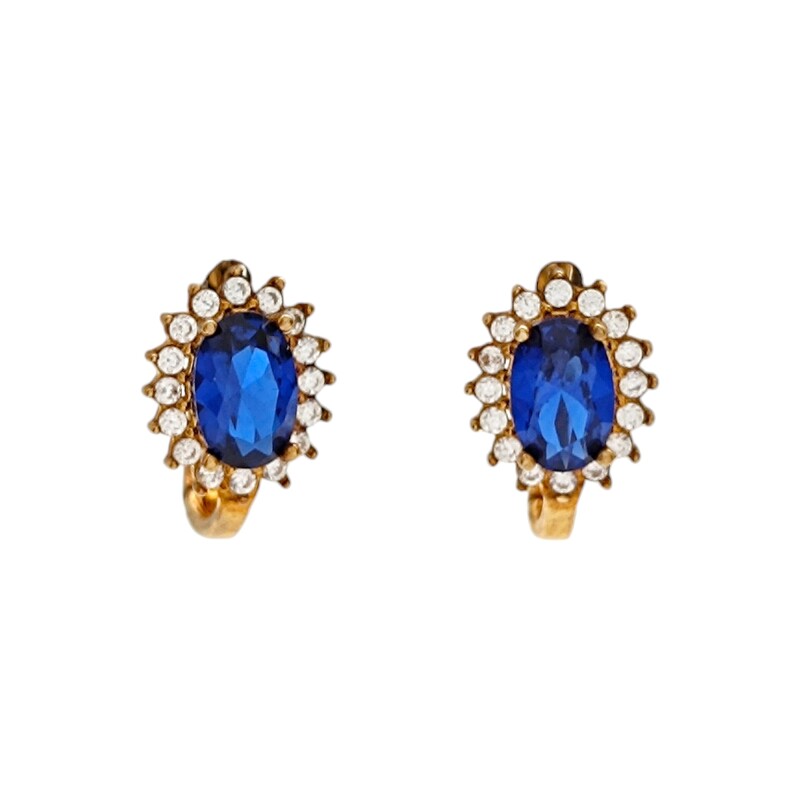 Caravanas Lady Di Zafiro de oro- Oro bajo - Zafiro y zirconias- CA8200 conpiedra